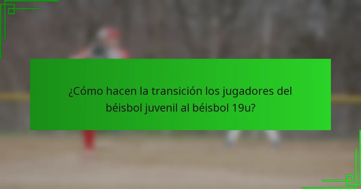 ¿Cómo hacen la transición los jugadores del béisbol juvenil al béisbol 19u?