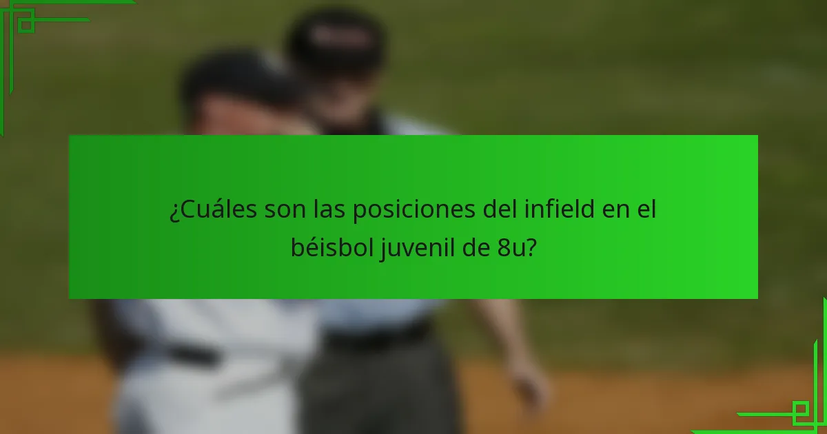 ¿Cuáles son las posiciones del infield en el béisbol juvenil de 8u?