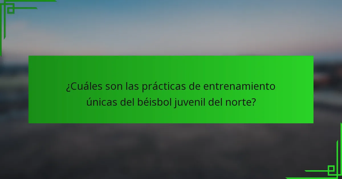 ¿Cuáles son las prácticas de entrenamiento únicas del béisbol juvenil del norte?